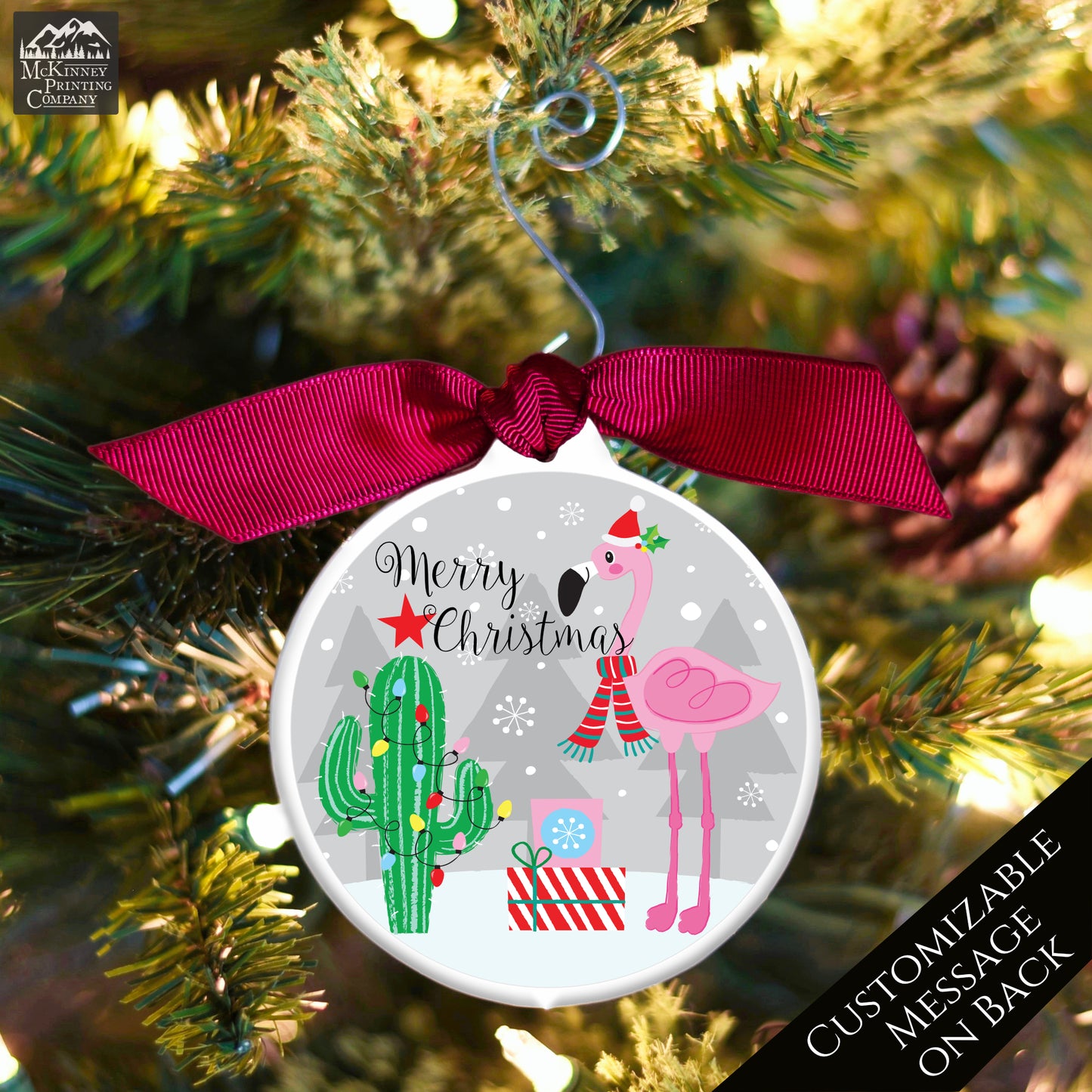 Flamingo Ornament - Custom Christmas Gift, Personalized, Cute, Pink