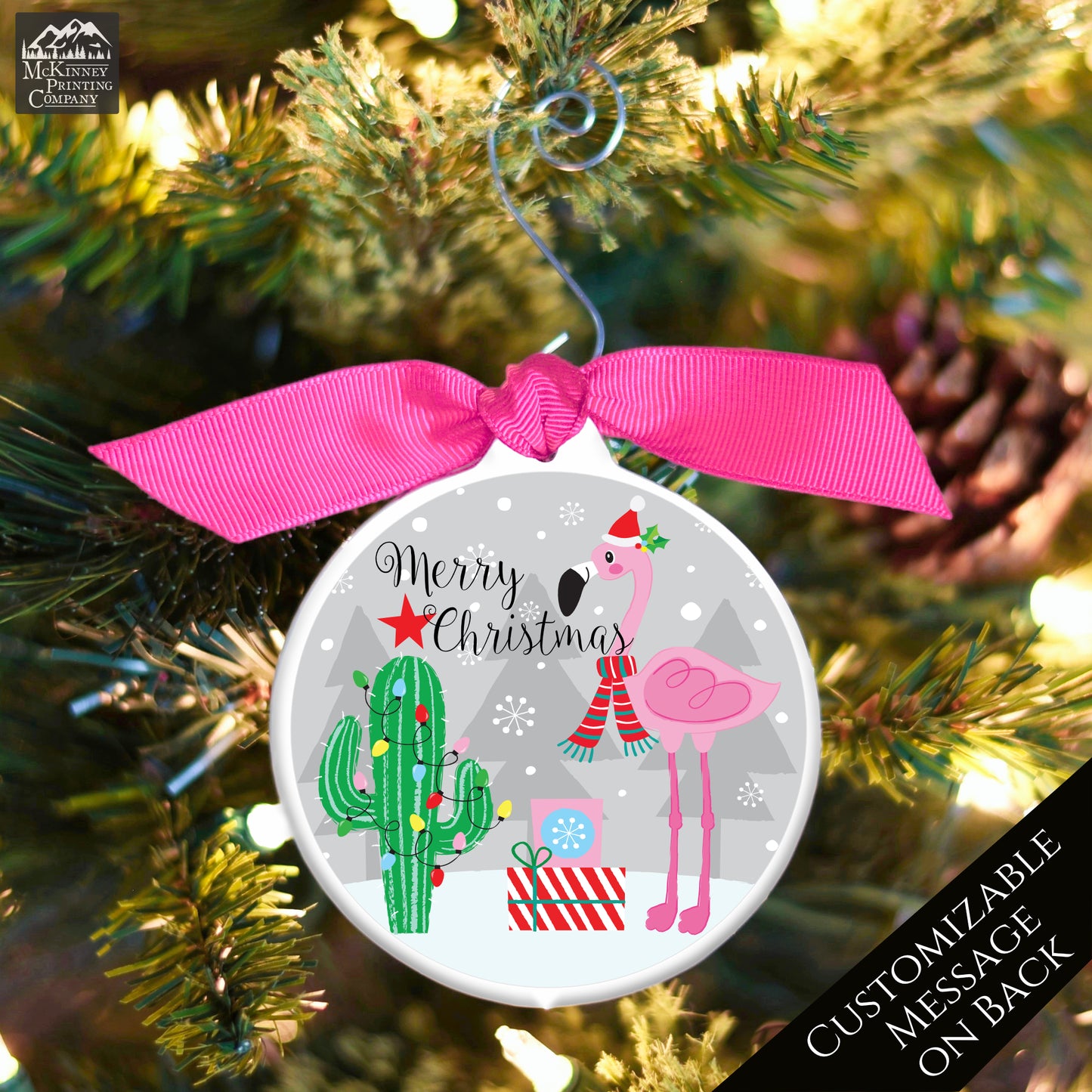 Flamingo Ornament - Custom Christmas Gift, Personalized, Cute, Pink