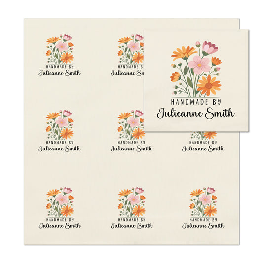 Quilt Labels - Handmade, Fabric Tags, Floral, Flowers, Personalized, Custom, Quilting, Crafting and Sewing Tags