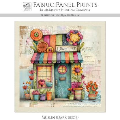 Baby Fabric Panels - Flower Shop, Nursery, Village, Print, Cotton, Watercolor, Block, Quilting, Sewing, Shower Gift