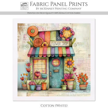 Baby Fabric Panels - Flower Shop, Nursery, Village, Print, Cotton, Watercolor, Block, Quilting, Sewing, Shower Gift