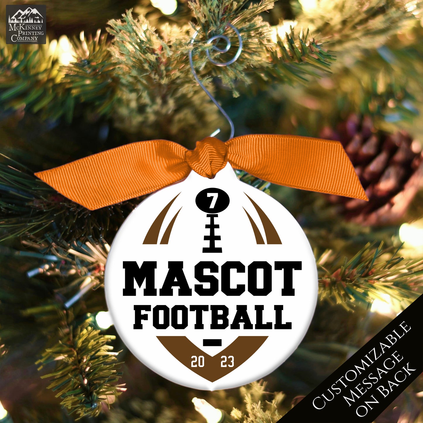 Football Ornament - Christmas Tree, High School, Coach, Custom