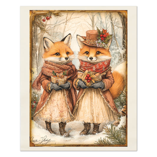 Fox Fabric - Christmas Fabric Panel, Wolf Fabric, Décor, Quilt Block, Cute, Cotton, Quilting, Woodland, Wall Art, Canvas