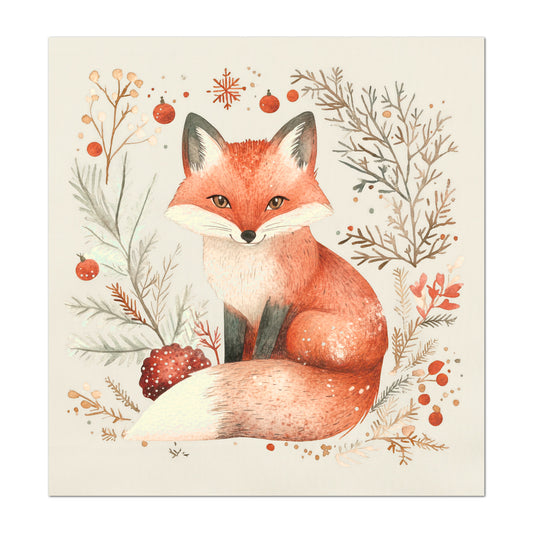Fox Fabric - Christmas Fabric Panels, Cotton, Baby Fabric Panels, Animal, Winter, Woodland, Wall Art, Large Print, Cotton, Quilting, Quilt