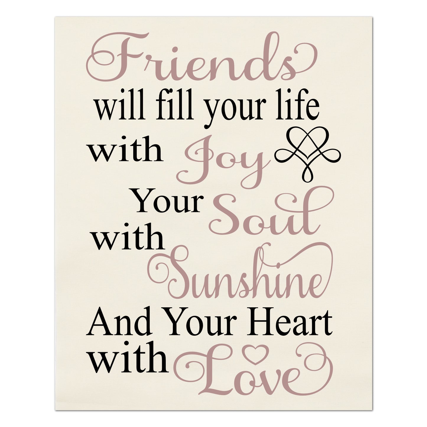 Friendship Fabric Panel - Quotes About Life, Family, Cotton Print, Quilt Block, Saying, Wall Art