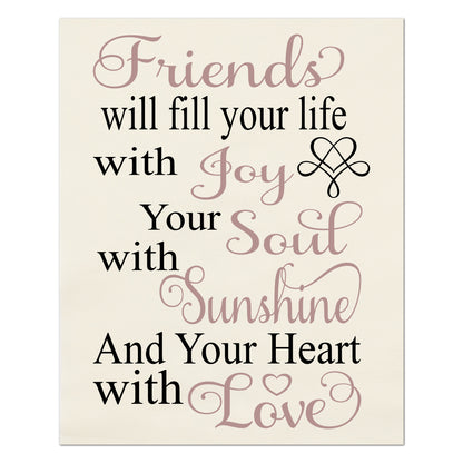 Friendship Fabric Panel - Quotes About Life, Family, Cotton Print, Quilt Block, Saying, Wall Art