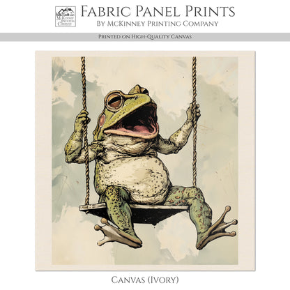 Frog Fabric - Baby Fabric Panels, Patch, Shirt, Hoodie, Nursery Décor, Quilt Block, Wall Art, Cotton, Quilting