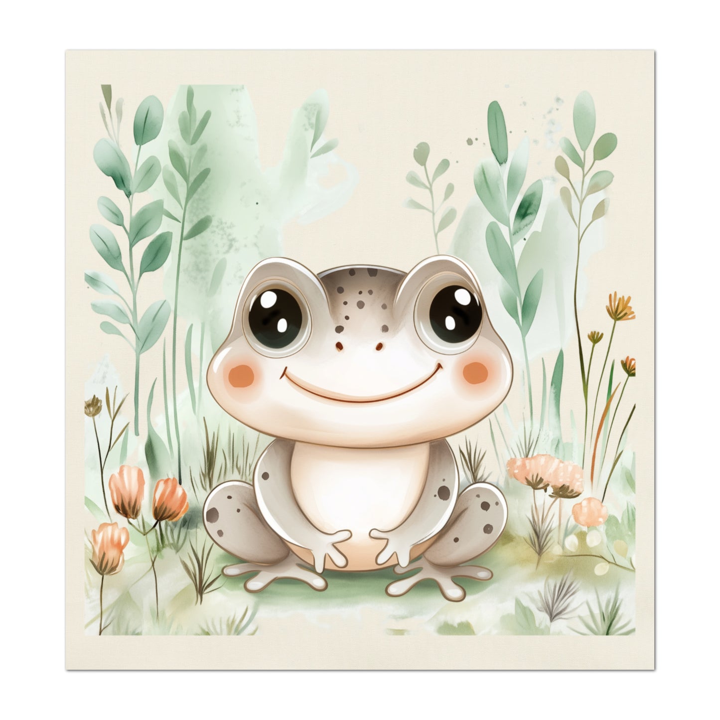 Frog Fabric - Woodland Animal, Baby Fabric Panels, Forest, Nursery Décor, Quilt Block, Wall Art, Cotton, Quilting