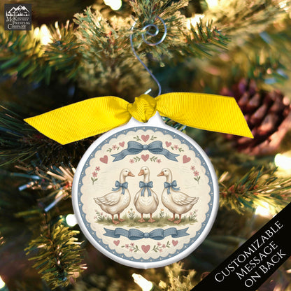 Blue Ribbon Goose - Christmas Ornament, 1980's Vintage, Retro, Geese, Gifts, Farm, Animal, Duck, Bird, Custom, Personalized