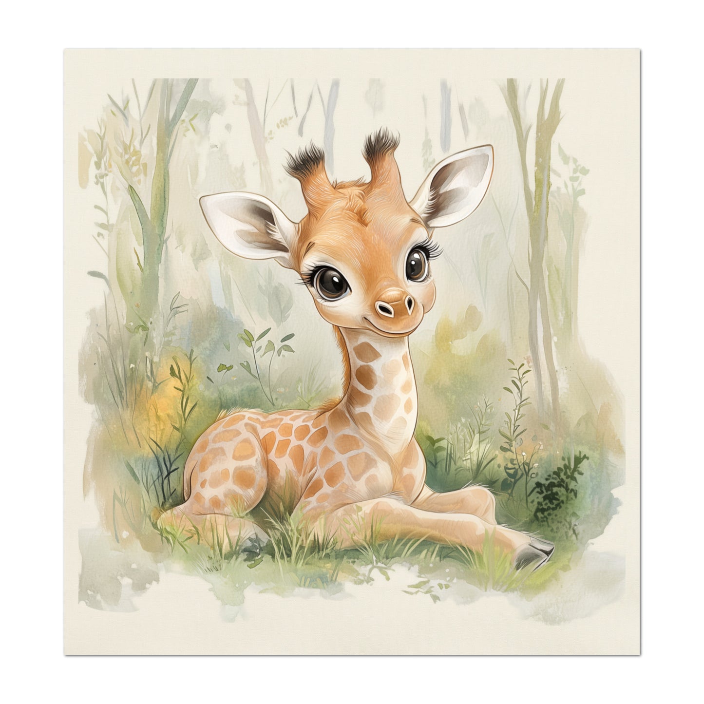 Giraffe Fabric - Baby Fabric Panels, Animal, Canvas, Jungle, Woodland Animal, Nursery Décor, Quilt Block, Wall Art, Cotton, Quilting