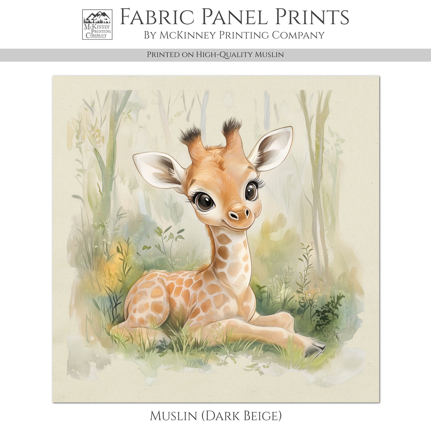 Giraffe Fabric - Baby Fabric Panels, Animal, Canvas, Jungle, Woodland Animal, Nursery Décor, Quilt Block, Wall Art, Cotton, Quilting