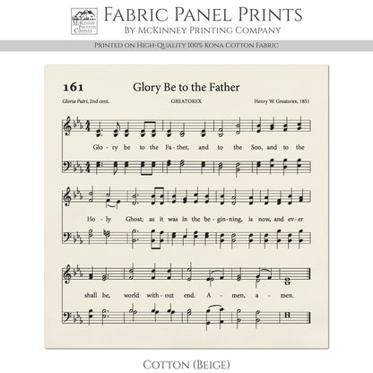 Doxology - Christian Fabric, Glory Be to the Father, Gloria Patri, Lyrics, Hymn, Vintage Sheet Music, Cotton, Quilting, Wall Art, Quilt