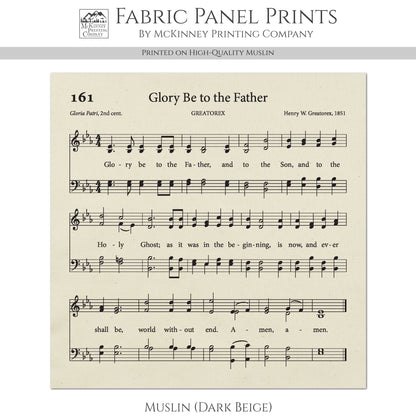 Doxology - Christian Fabric, Glory Be to the Father, Gloria Patri, Lyrics, Hymn, Vintage Sheet Music, Cotton, Quilting, Wall Art, Quilt
