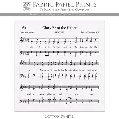 Doxology - Christian Fabric, Glory Be to the Father, Gloria Patri, Lyrics, Hymn, Vintage Sheet Music, Cotton, Quilting, Wall Art, Quilt