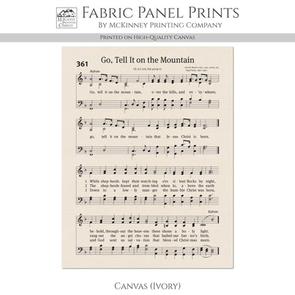 Go Tell It On The Mountain - Christian Fabric, Religious, Hymn Wall Art, Vintage Sheet Music, Choral, Quilting, Quilt, Cotton, Sewing, Cotton