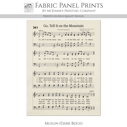 Go Tell It On The Mountain - Christian Fabric, Religious, Hymn Wall Art, Vintage Sheet Music, Choral, Quilting, Quilt, Cotton, Sewing, Cotton