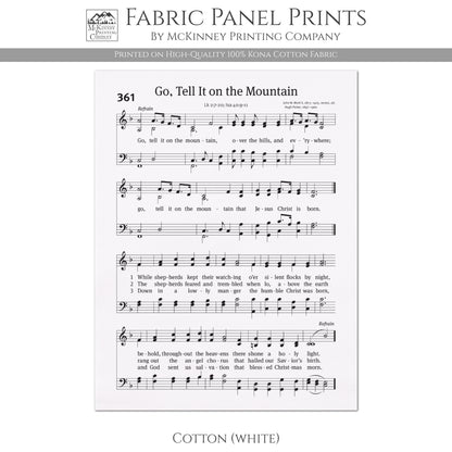 Go Tell It On The Mountain - Christian Fabric, Religious, Hymn Wall Art, Vintage Sheet Music, Choral, Quilting, Quilt, Cotton, Sewing, Cotton