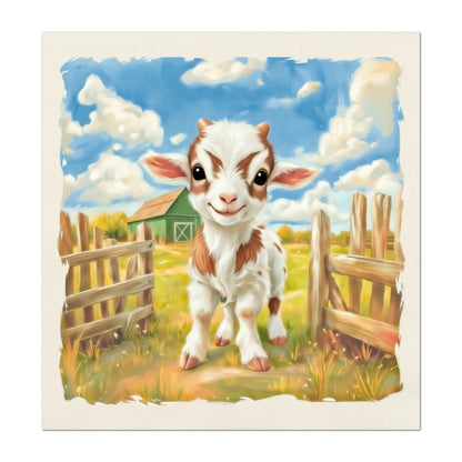 Farm Animal Fabric - Goat, Baby Fabric Panels, Cotton, Nursery Décor, Infant, Quilt Block, Wall Art, Quilting, Sewing