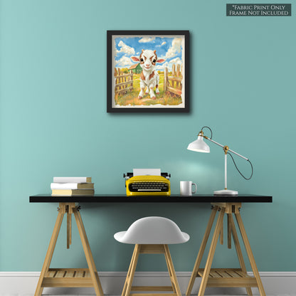 Farm Animal Fabric - Goat, Baby Fabric Panels, Cotton, Nursery Décor, Infant, Quilt Block, Wall Art, Quilting, Sewing