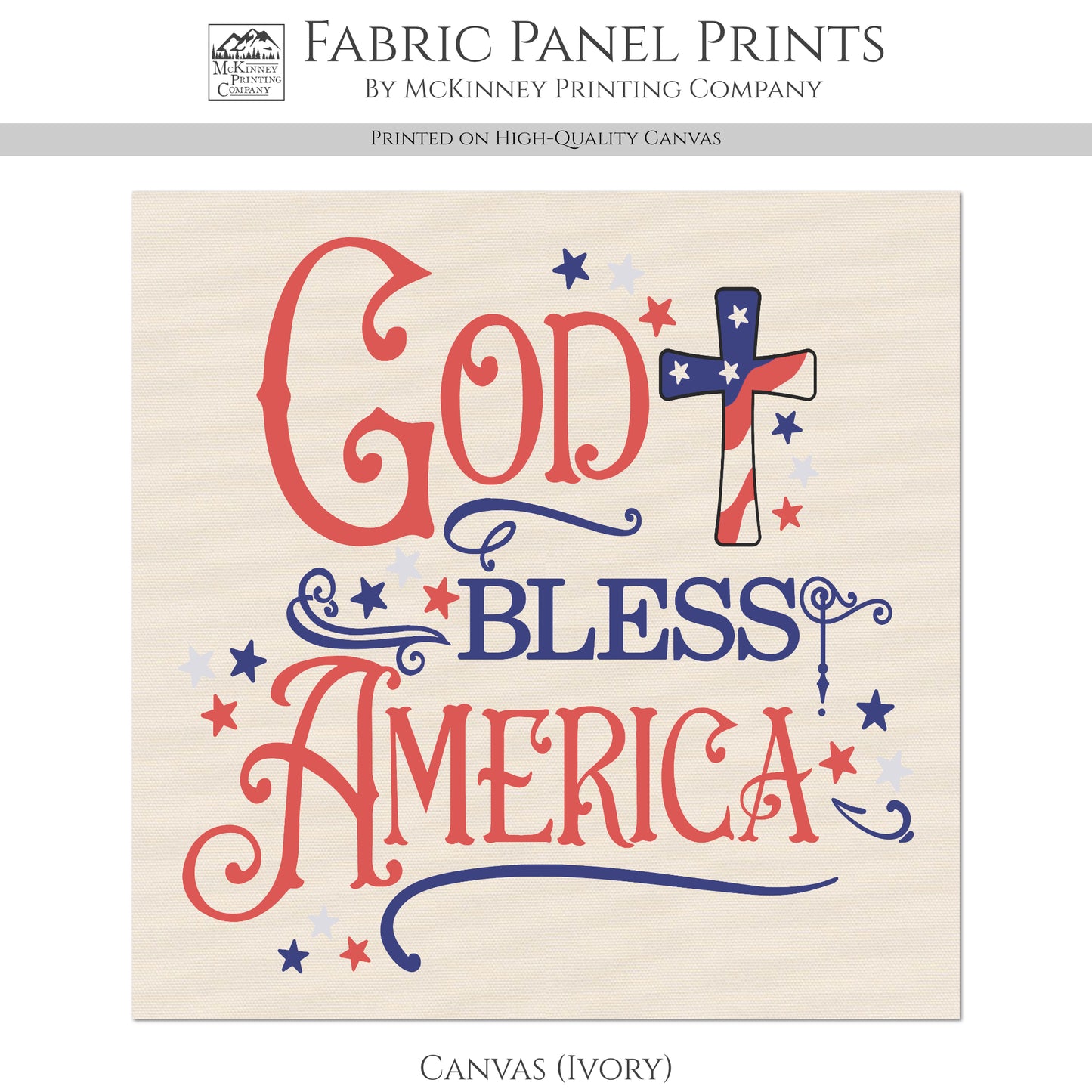 God Bless America - Patriotic Fabric, USA, Military, Veteran, Quilting, Quilts of Valor, Cotton, Red White and Blue