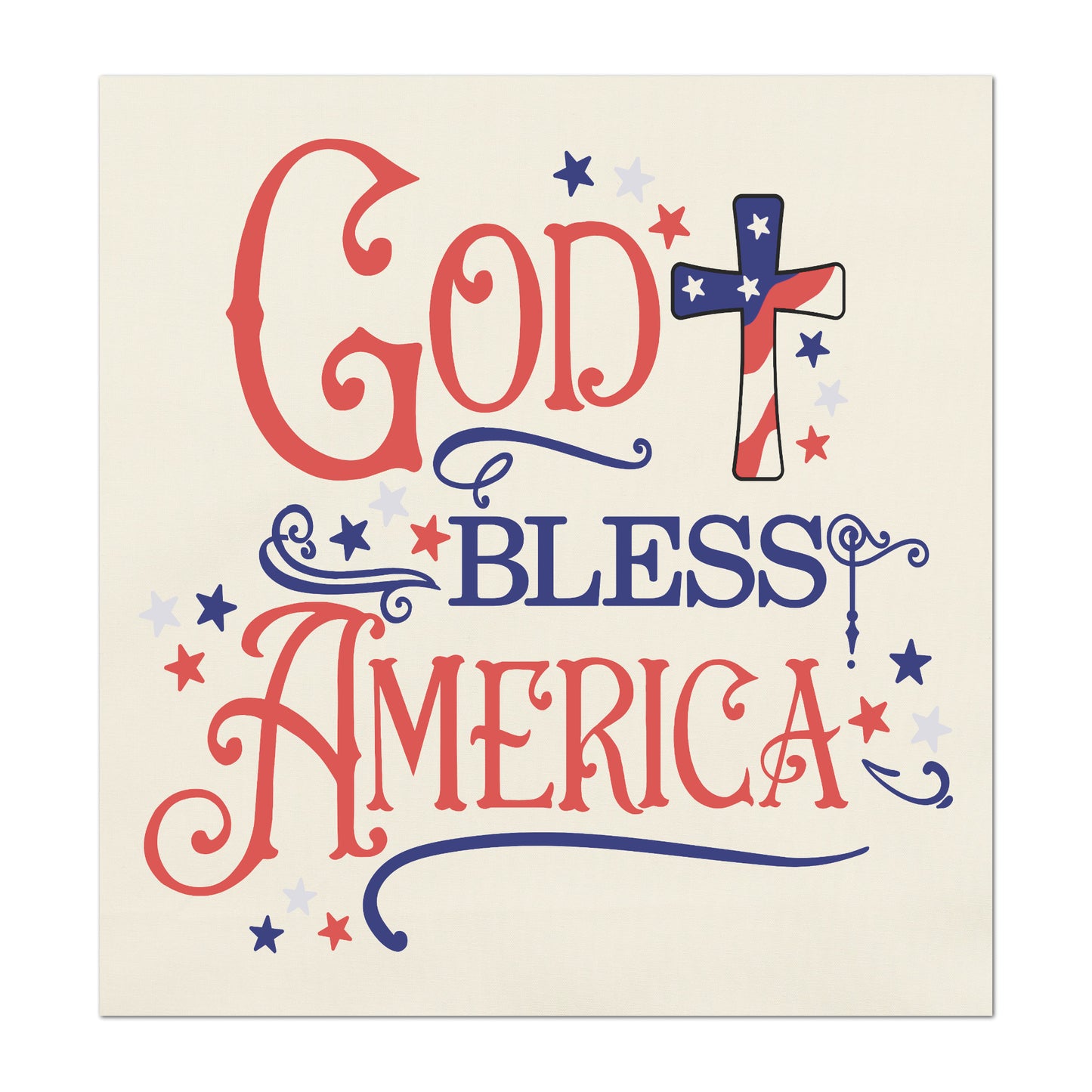 God Bless America - Patriotic Fabric, USA, Military, Veteran, Quilting, Quilts of Valor, Cotton, Red White and Blue