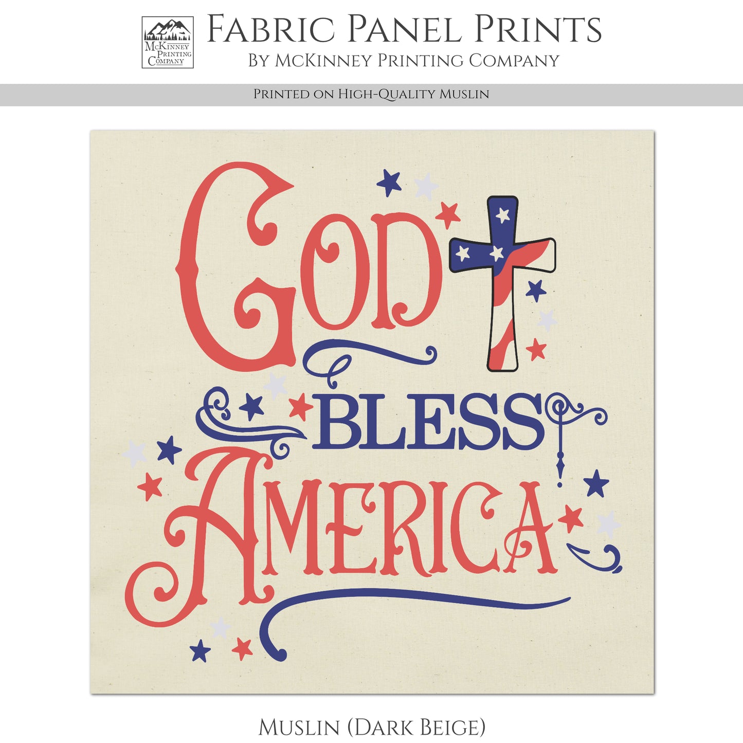 God Bless America - Patriotic Fabric, USA, Military, Veteran, Quilting, Quilts of Valor, Cotton, Red White and Blue