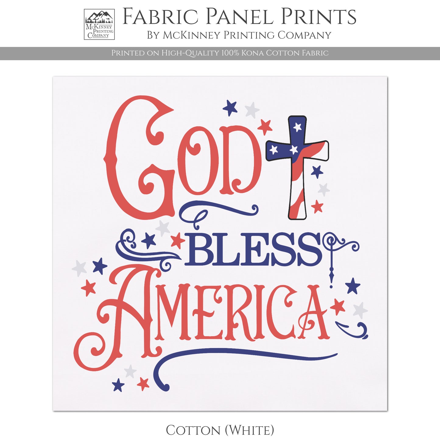 God Bless America - Patriotic Fabric, USA, Military, Veteran, Quilting, Quilts of Valor, Cotton, Red White and Blue