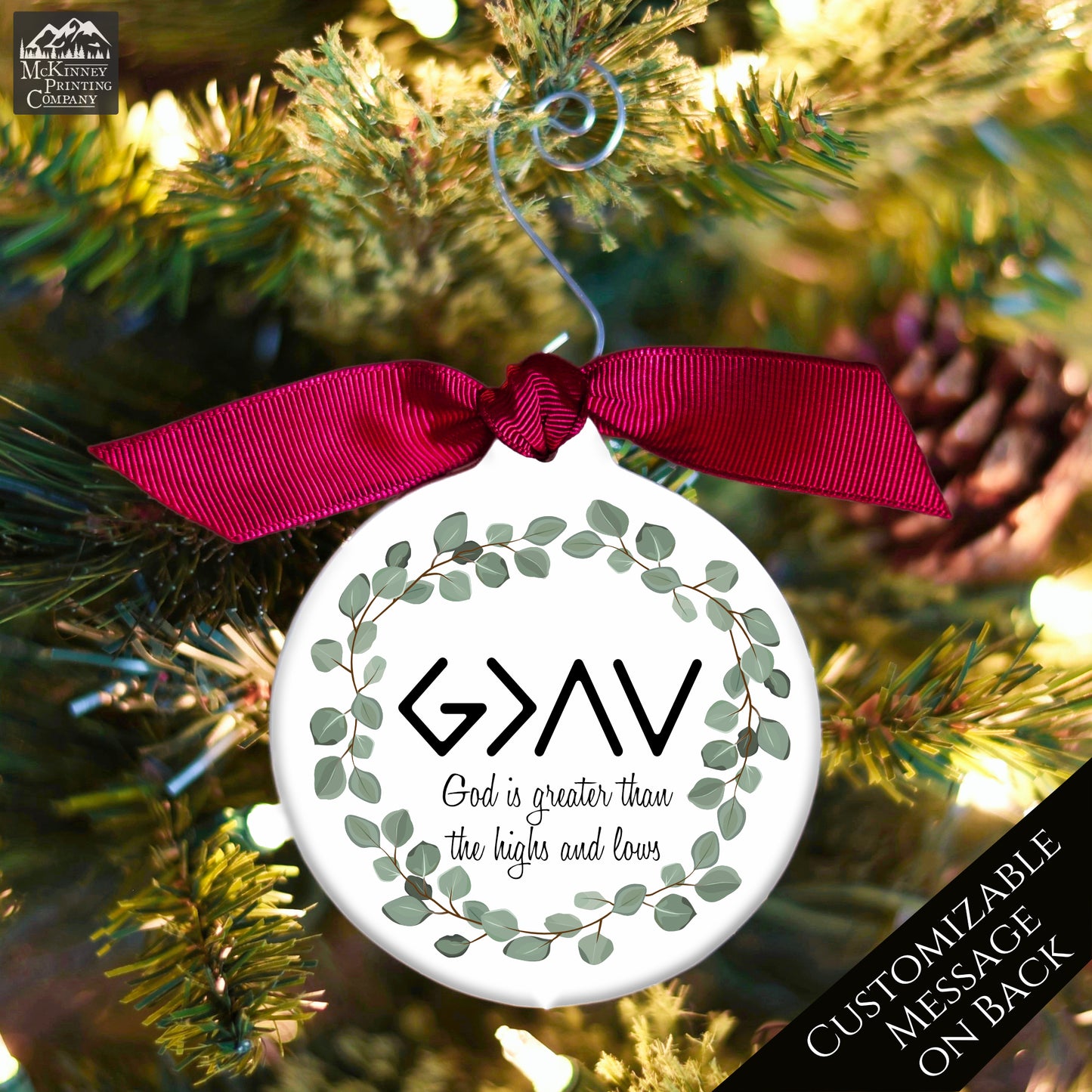 God is Greater than the Highs and Lows - Religious Ornament, Custom Christmas Gift