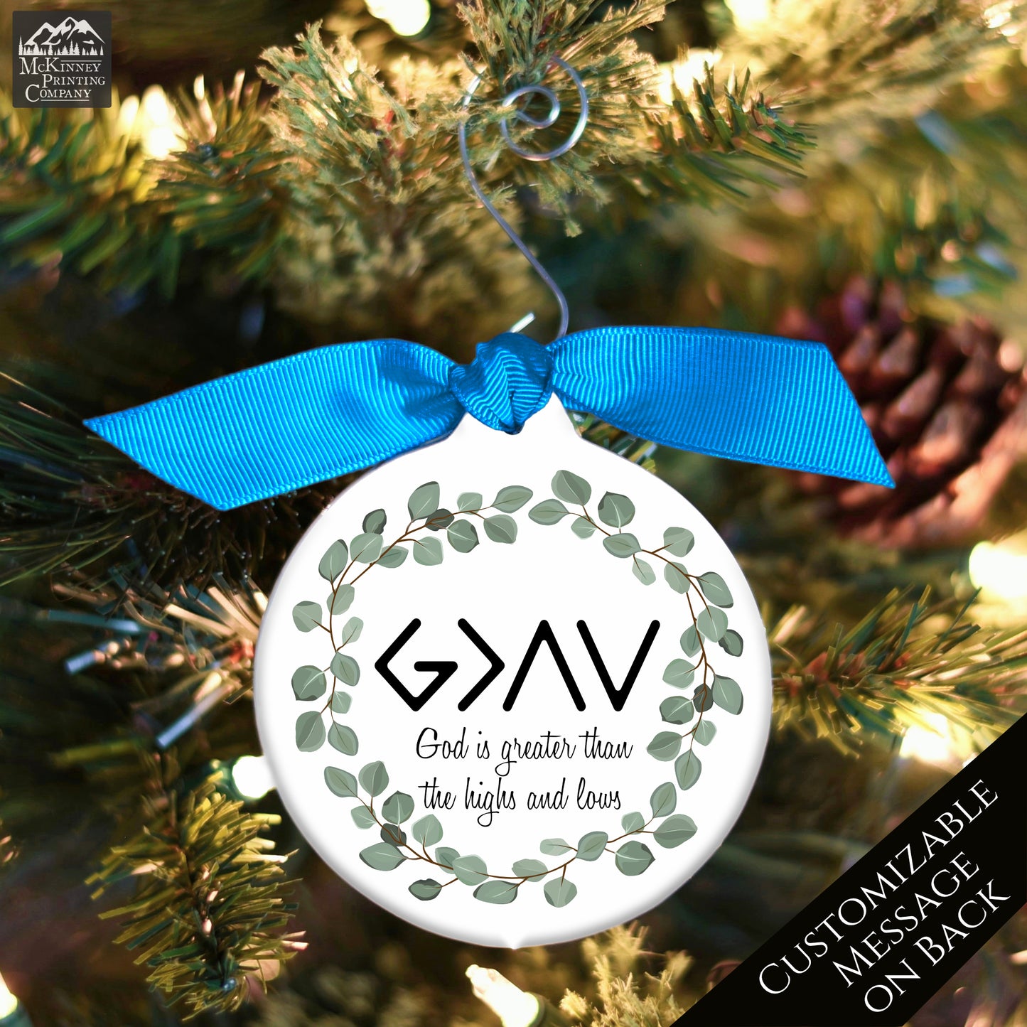 God is Greater than the Highs and Lows - Religious Ornament, Custom Christmas Gift