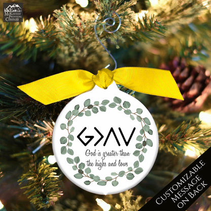 God is Greater than the Highs and Lows - Religious Ornament, Custom Christmas Gift