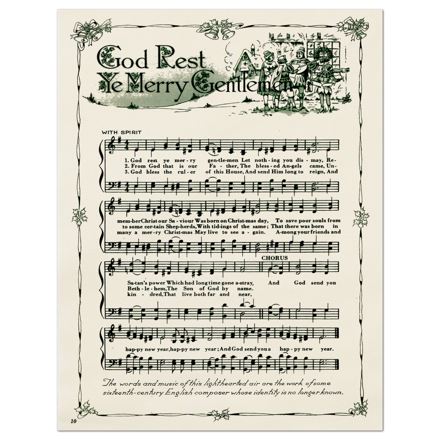 Antique Sheet Music, Fabric Panel Print, Christmas, DIY Sewing Project, Quilt Block, Craft