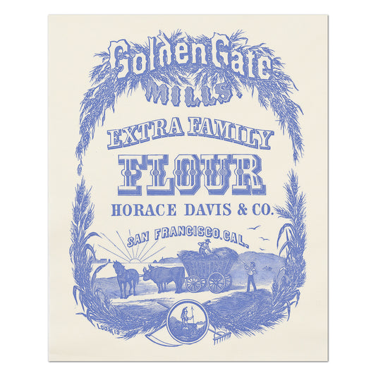 Flour Sack Fabric - Cooking, Food, Baking, Vintage, Feed, Antique, San Francisco, Large Print Fabric, Wall Art, Block Print, Cotton, Quilting