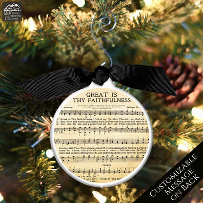 Hymn Music - Christmas Ornament, Great Is Thy Faithfulness, Vintage