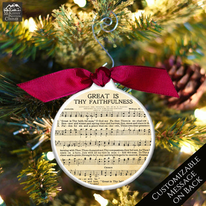 Hymn Music - Christmas Ornament, Great Is Thy Faithfulness, Vintage