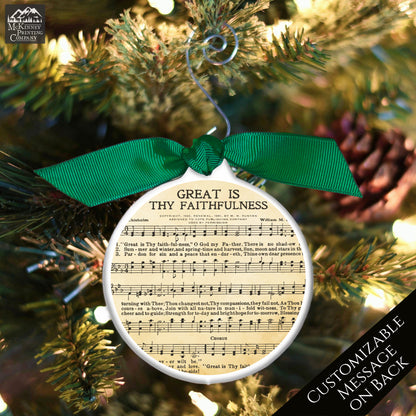 Hymn Music - Christmas Ornament, Great Is Thy Faithfulness, Vintage