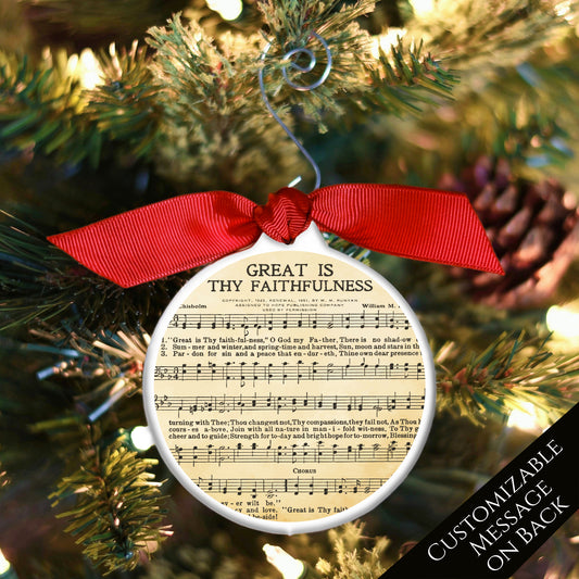 Hymn Music - Christmas Ornament, Great Is Thy Faithfulness, Vintage