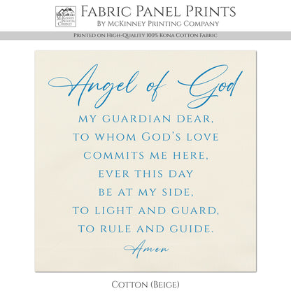 Guardian Angel Prayer - Christian Fabric, My Guardian Dear, Wall Art, Quilt Block, Cotton, Quilting, Christian, Poem