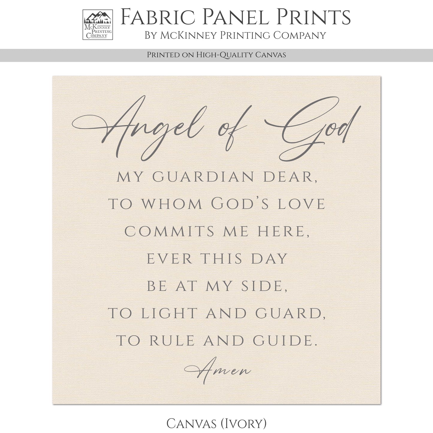 Guardian Angel Prayer - Christian Fabric, My Guardian Dear, Wall Art, Quilt Block, Cotton, Quilting, Christian, Poem