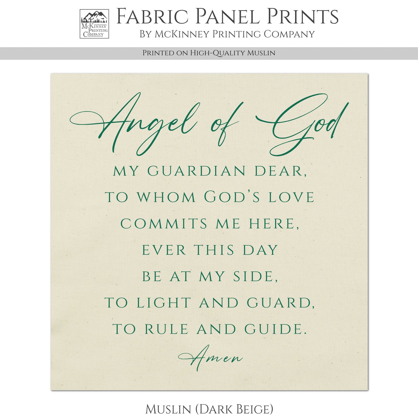 Guardian Angel Prayer - Christian Fabric, My Guardian Dear, Wall Art, Quilt Block, Cotton, Quilting, Christian, Poem