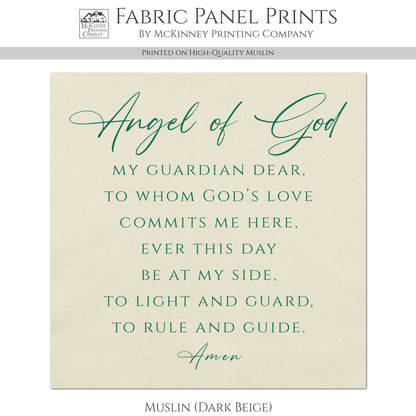 Guardian Angel Prayer - Christian Fabric, My Guardian Dear, Wall Art, Quilt Block, Cotton, Quilting, Christian, Poem