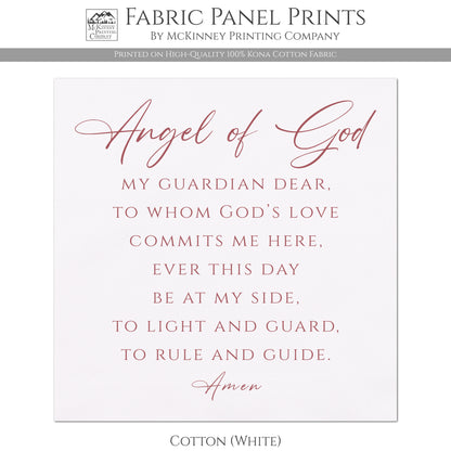 Guardian Angel Prayer - Christian Fabric, My Guardian Dear, Wall Art, Quilt Block, Cotton, Quilting, Christian, Poem
