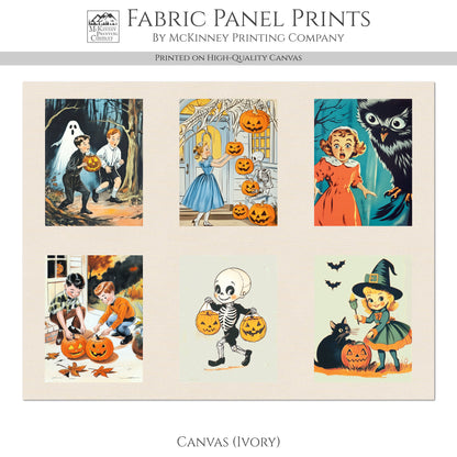 Halloween Fabric Bundle - Fabric Panel, Vintage, Retro, Craft, Pumpkin, Large Print, Block, Cotton, Quilting, Quilt, Canvas