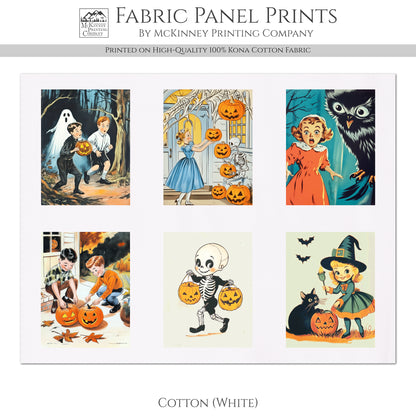 Halloween Fabric Bundle - Fabric Panel, Vintage, Retro, Craft, Pumpkin, Large Print, Block, Cotton, Quilting, Quilt, Canvas