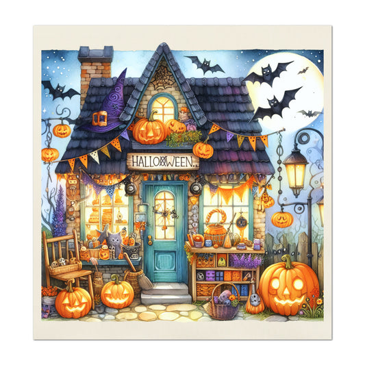 Halloween Fabric Panel - Fall Fabric Panel, Pumpkin, Watercolor, Cotton, Fall, Canvas, Quilt Block, Wall Art