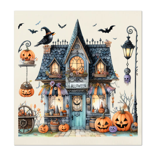 Halloween Fabric - Fall Fabric Panel, Pumpkin, Decor, Bat, Watercolor, Cotton, Canvas, Quilt Block, Wall Art