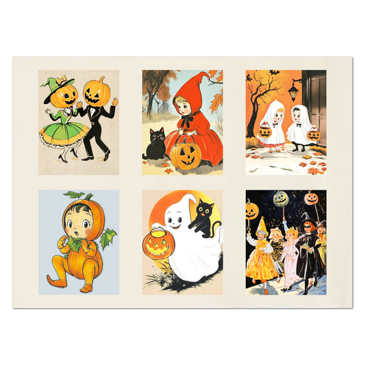 Halloween Fabric Bundle - Fabric Panel, Vintage, Retro, Ghost, Black Cat, Pumpkin, Large Print, Block, Craft, Cotton, Quilting, Quilt, Canvas
