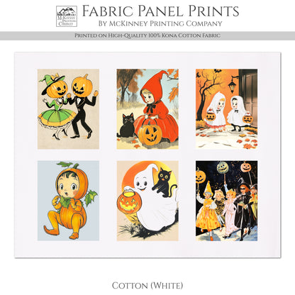 Halloween Fabric Bundle - Fabric Panel, Vintage, Retro, Ghost, Black Cat, Pumpkin, Large Print, Block, Craft, Cotton, Quilting, Quilt, Canvas