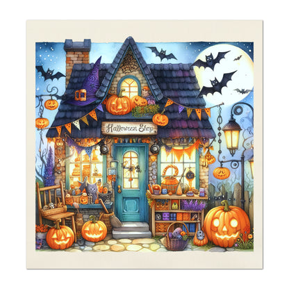 Halloween Fabric Panel - Fall Fabric Panel, Pumpkin, Watercolor, Cotton, Fall, Canvas, Quilt Block, Wall Art