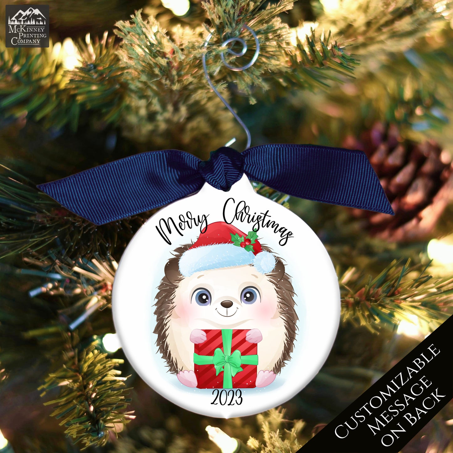 Hedgehog Ornament - Custom, First Christmas, Personalized, Bauble