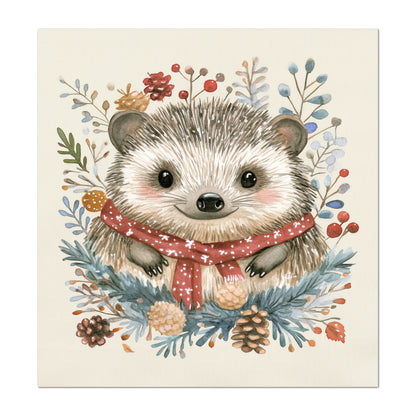 Hedgehog - Christmas Fabric Panel, Cotton, Baby Fabric Panel, Animal, Decor, Wall Art, Large Print, Block Print, Cotton, Quilting, Quilt, Sewing